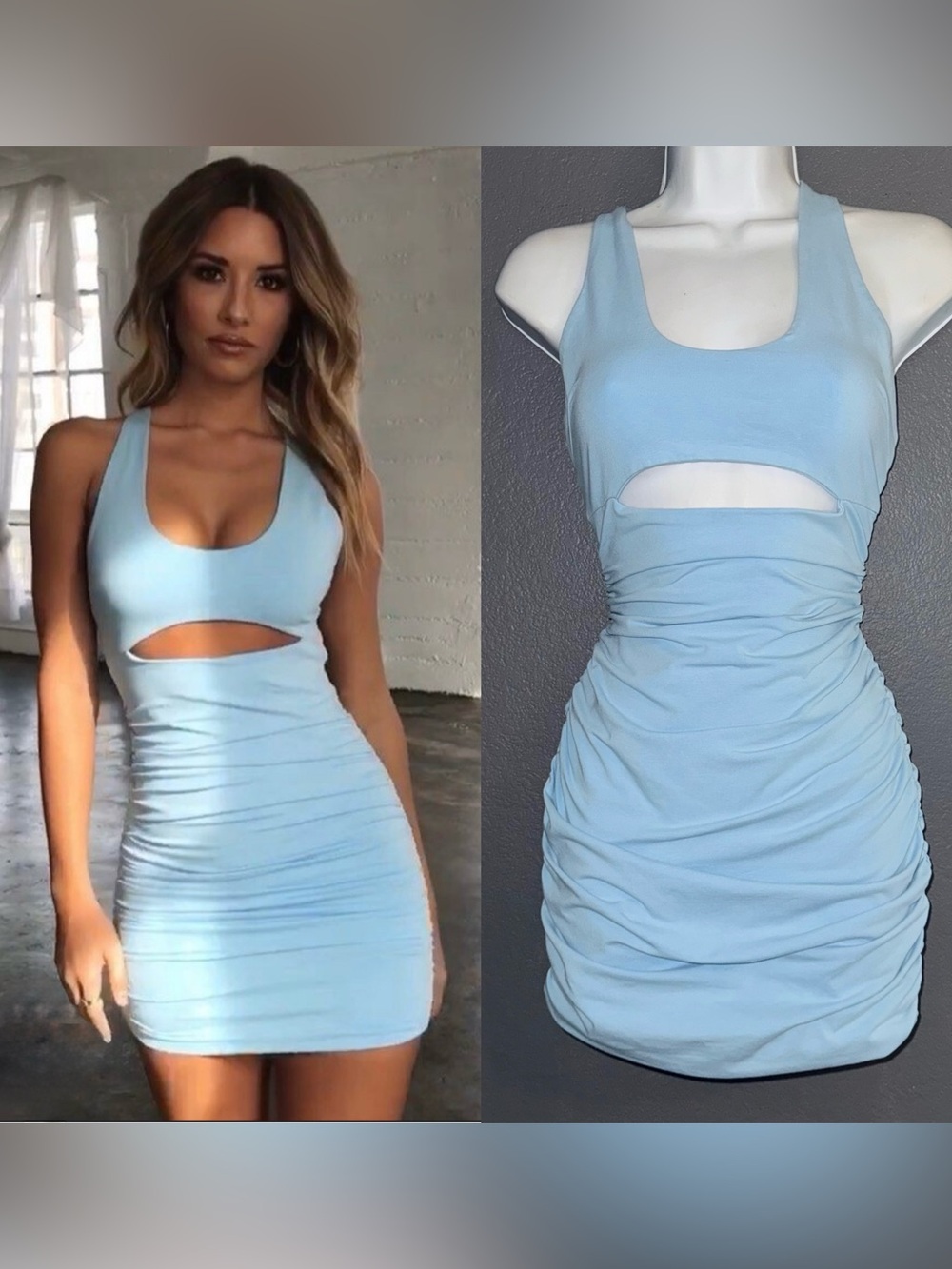 Tiger Mist Women’s Light Blue Cutout Mini Sexy Bodycon Dress size Small